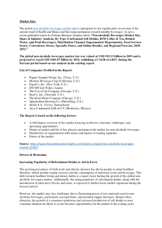 Non-alcoholic Beverages Market Size, Share, Trends, Key Players, 2032