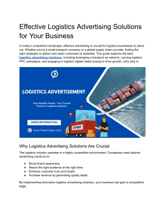 Effective Logistics Advertising Solutions for Your Business