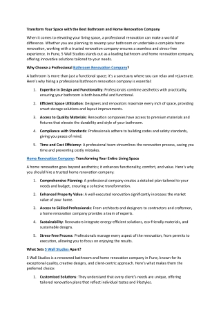 Transform Your Space with the Best Bathroom and Home Renovation Company