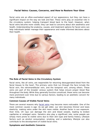 Facial Veins: Causes, Concerns, and How to Restore Your Glow