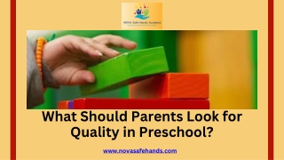 What Should Parents Look for Quality in Preschool