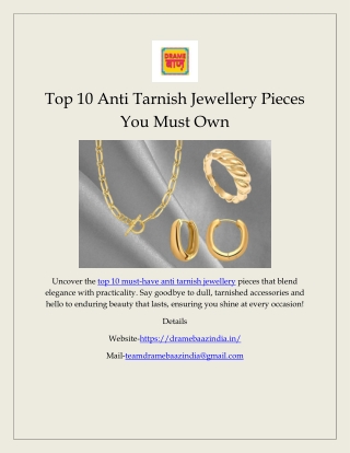 Top 10 Anti Tarnish Jewellery Pieces You Must Own