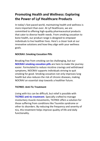 Lyf Healthcare: Transforming Wellness with Premium Pharmaceutical Products