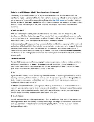 Exploring Low AMH Causes  16 december