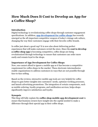 How Much Does It Cost to Develop an App for a Coffee Shop