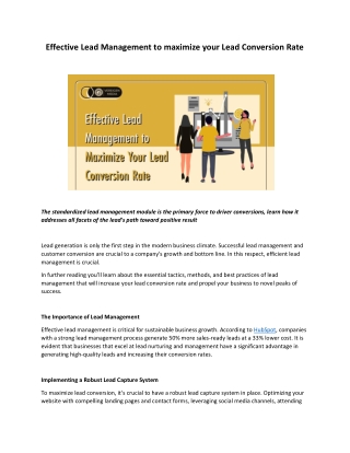 Effective lead management to maximize your lead conversion rate--VM--Akash