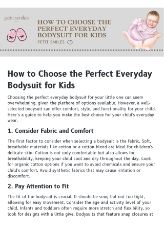 How to Choose the Perfect Everyday Bodysuit for Kids