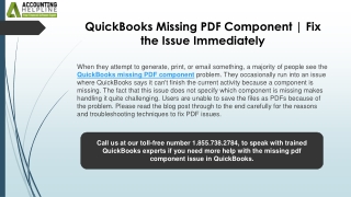Simple fix for QuickBooks Missing PDF Component Issue