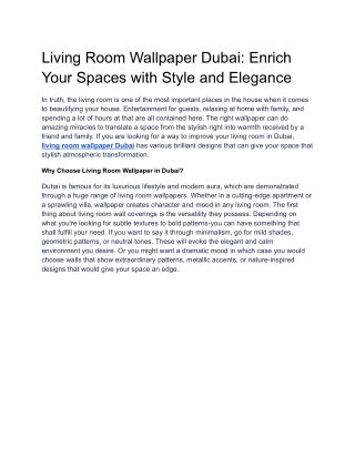 Living Room Wallpaper Dubai_ Enrich Your Spaces with Style and Elegance