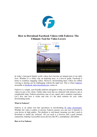 Download Facebook Videos Now - facebook video download com - FADOWN