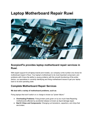 Laptop Motherboard Repair Ruwi