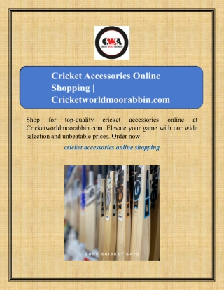 Cricket Accessories Online Shopping | Cricketworldmoorabbin.com