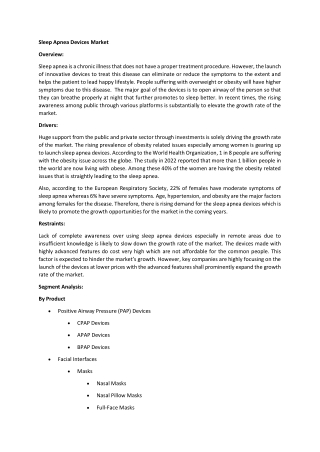 Global Sleep Apnea Devices Market Forecast USD 18.28 Billion by 2032