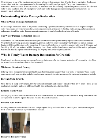Why Is Timely Water Damage Restoration So Crucial?