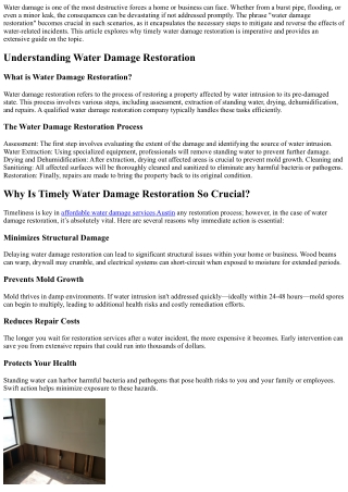 Why Is Timely Water Damage Restoration So Crucial?