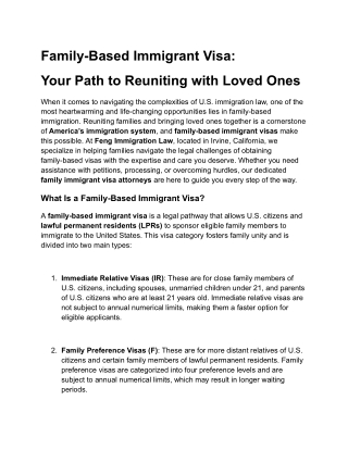 Family-Based Immigrant Visa - Your Path to Reuniting with Loved Ones
