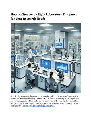 How to Choose the Right Laboratory Equipment for Your Research Needs