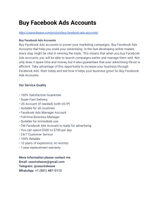 Buy Facebook Ads Accounts