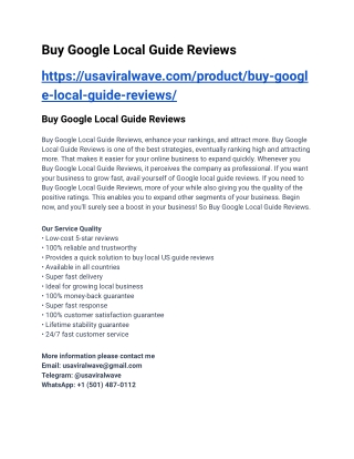Buy Google Local Guide Reviews