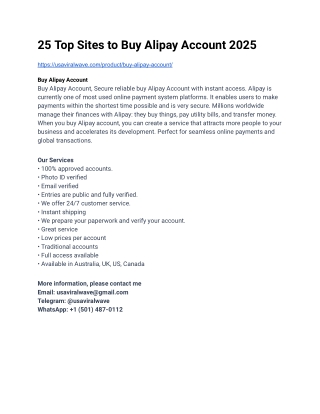 25 Top Sites to Buy Alipay Account 2025