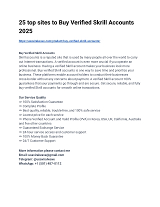 25 top sites to Buy Verified Skrill Accounts 2025