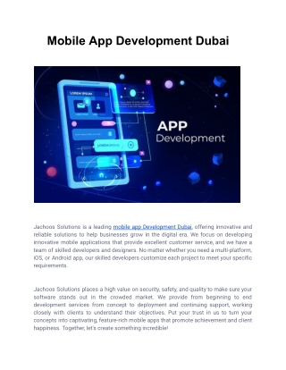 Mobile App Development Dubai