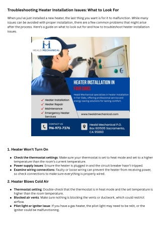 Troubleshooting Heater Installation Issues What to Look For