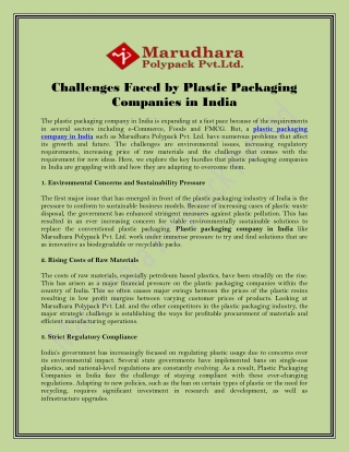 Challenges Faced by Plastic Packaging Companies in India