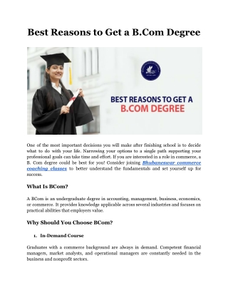Best Reasons To Get A B.Com Degree