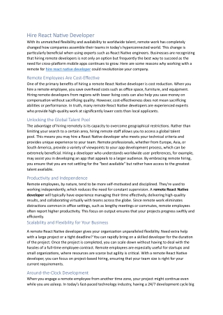 Hire React Native Developer