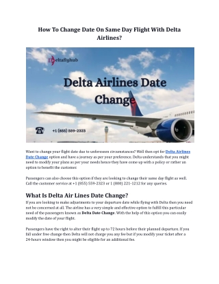 How To Change Date On Same Day Flight With Delta Airlines?