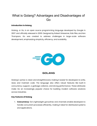 What is Golang? Advantages and Disadvantages of  Go
