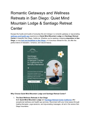 Romantic Getaways and Wellness Retreats in San Diego_ Quiet Mind Mountain Lodge & Santiago Retreat Center