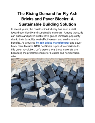 Durable and Eco-Friendly Ash Bricks for Modern Construction