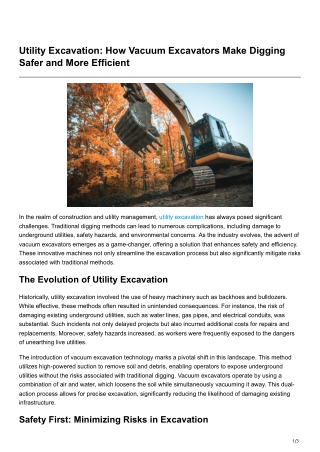 Utility Excavation How Vacuum Excavators Make Digging Safer and More Efficient