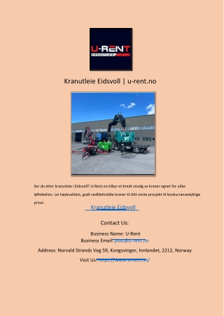 Kranutleie Eidsvoll  u-rent.no