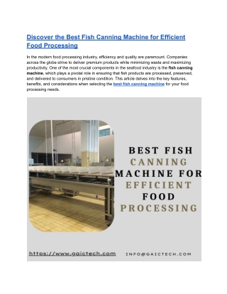 Discover the Best Fish Canning Machine for Efficient Food Processing