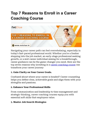 Career Coaching Course