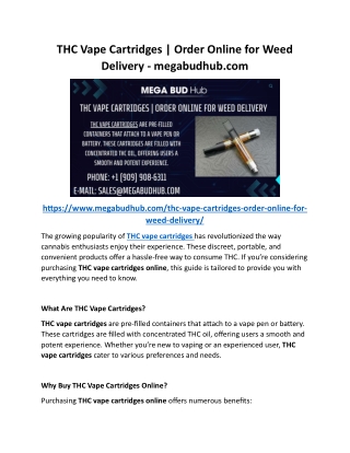 THC Vape Cartridges Order Online for Weed Delivery - megabudhub