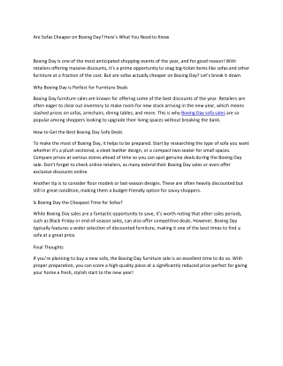 Are Sofas Cheaper on Boxing Day? Here’s What You Need to Know