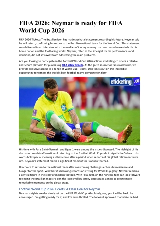 FIFA 2026 Neymar is ready for FIFA World Cup 2026