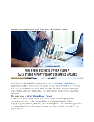 Daily Status Report Format for Office Updates