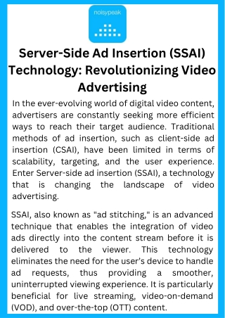 Server-Side Ad Insertion (SSAI) Technology Revolutionizing Video Advertising