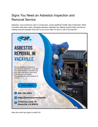 Signs You Need an Asbestos Inspection and Removal Service
