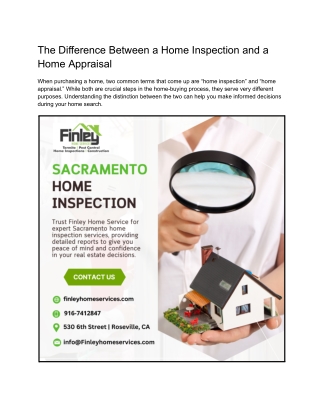 The Difference Between a Home Inspection and a Home Appraisal