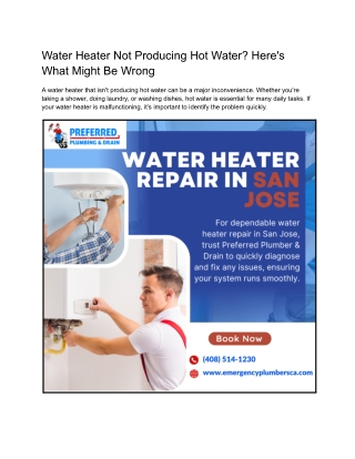 Water Heater Not Producing Hot Water