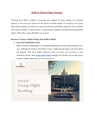 Delhi to Shirdi Flight Package