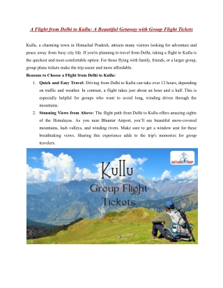Delhi to Kullu Flight