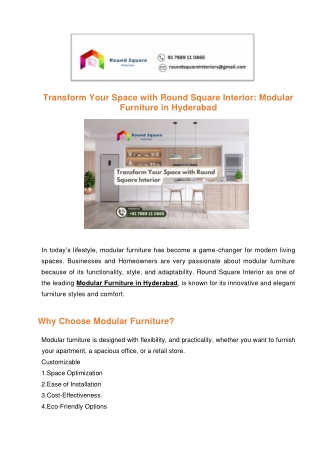 Transform Your Space with Round Square Interior Modular Furniture in Hyderabad