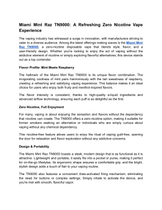MIAMI MINT RAZ TN9000 ZERO NICOTINE